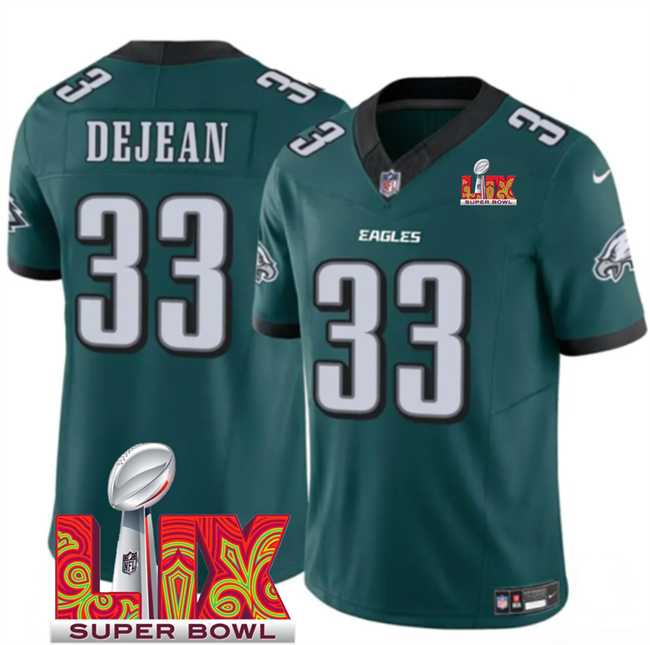 Men & Women & Youth Philadelphia Eagles #33 Cooper DeJean Green 2025 Super Bowl LIX Patch New F.U.S.E. Vapor Untouchable Limited Stitched Jersey
